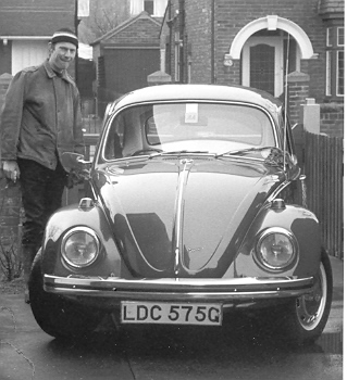 Richard with his beloved red Beetle, Redcar