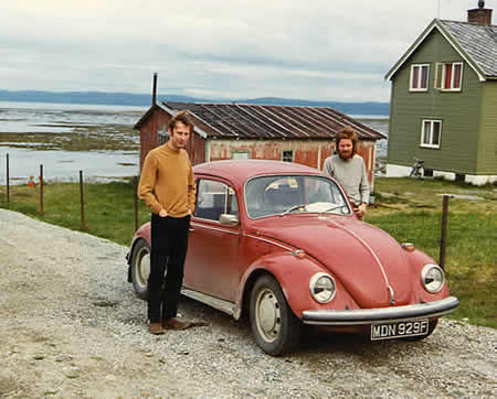  VW1500, my first car which I kept nearly 8 years.  Not only did this car go to the very north of Norway but it climbed to 8114 feet in the Alps in 1970.  (Richard also had a red 1500 Beetle.)