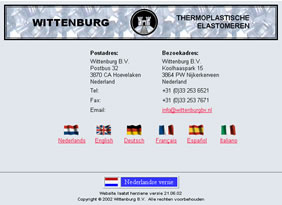 A 6-language Web site for Wittenburg, a Dutch manufacturer of rubber and thermoplastic compounds. 