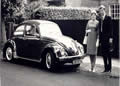 Photo 4: Richard and Mum with the VW Beetle, 27.06.70