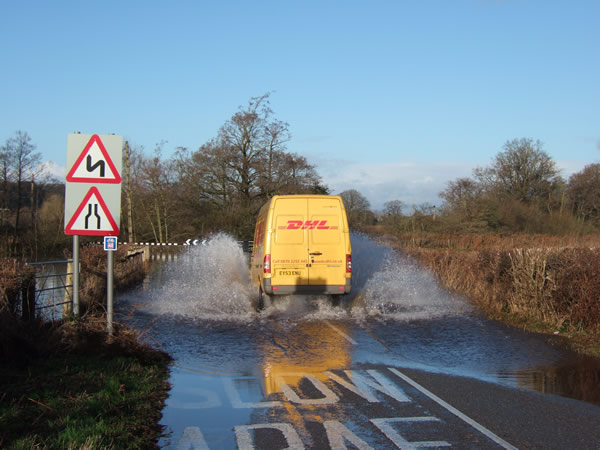 Flooding of the Olway Brook south of Usk