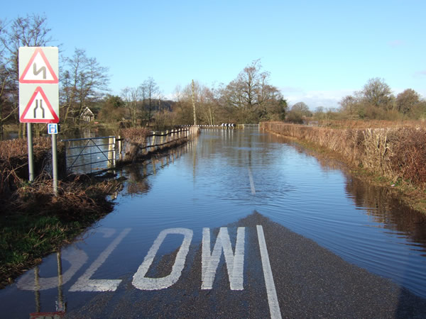 Flooding of the Olway Brook south of Usk