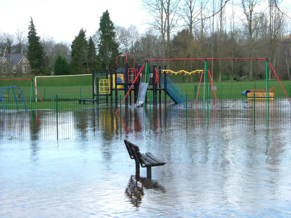 The flooded play area on the west bank of the Usk, 06.03.07