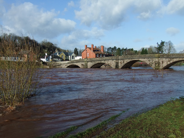 Flooding on the east bank of the Usk, 27.01.13