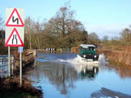 Flooding of the Olway Brook south of Usk