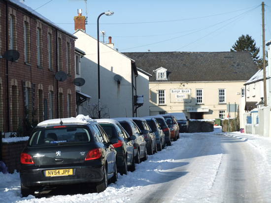 Difficult driving conditions, Mill Street, Usk